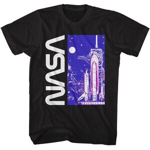 Nasa Launch Pad Black Adult Tshirt